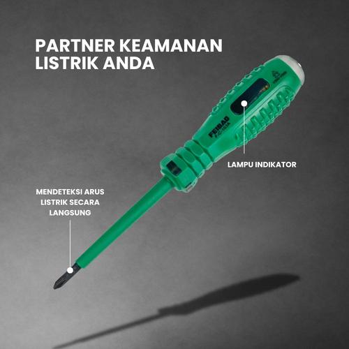 YUEFEIBAO Feibao TestPen / Tespen / Test pen / Obeng Kepala Plus & Minus / Gagang Karet / Besi CR-V / F48-103 - Plus (+)