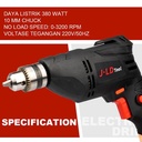 JLD Bor listrik 10MM chuck  + 4 inch Angle Grinder Reversible Electric Drill Untuk Memotong Dan Mengamplas logam Kayu Paket Murah - JLD9954+10-3-1168