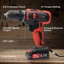 JLD Mesin Bor Baterai 21V Cordless Impact Drill Bor Tangan 10mm chuck - 21V