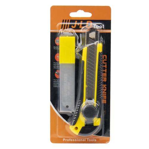JLD Pisau Cutter/Utility Knife 18mm Premium Blade Pisau Potong Serbaguna Cuter Alat Pemotong Kertas PVC Kardus /Pisau Cutter 4 Blade