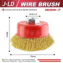 JLD Sikat Mangkok 3inch Kuning Wire Cup Brush Kawat Kuningan 3" wire Brush Sikat Mangkok Bulu Kuningan 3 inch Sikat Baja Polishing Menghilangkan Karat Besi