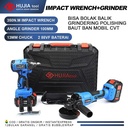 HUJIA Cordless Impact Wrench + Gerinda Mesin Pembuka Baut Ban Roda Mobil Motor Cvt Angle Grinder Brushless Gurinda 2 baterai ​Dengan aksesoris 88V 2521+2221 Torsi