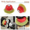 JLD Sikat Mangkok 3inch Kuning Wire Cup Brush Kawat Kuningan 3" wire Brush Sikat Mangkok Bulu Kuningan 3 inch Sikat Baja Polishing Menghilangkan Karat Besi