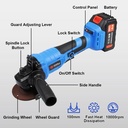 HUJIA Cordless Impact Wrench + Gerinda Mesin Pembuka Baut Ban Roda Mobil Motor Cvt Angle Grinder Brushless Gurinda 2 baterai ​Dengan aksesoris 88V 2521+2221 Torsi