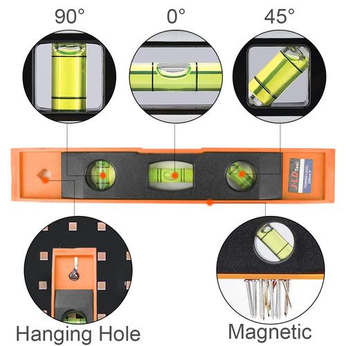 JLD Waterpass Spirit Levels/ Magnet 225mm /Alat Ukur Tukang 3in1/ Alat pengukur Kemiringan Drajat Derajat Vertikal Horizontal Murah