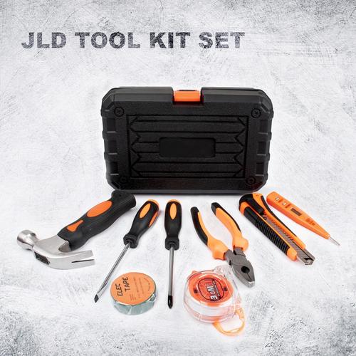 JLD Toolkit Set 9pcs Alat Pertukangan Palu handtool box Perkakas Tukang Lengkap Tang Obeng/meteran/Cutter/Tespen