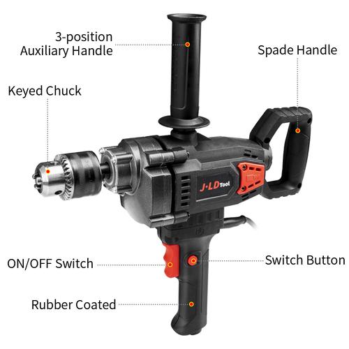 JLD Mesin Bor Multifungsi 16mm Electric Drill 800W Electric Drill Variable Speed 1030 Rpm.Dapat Digunakan Pada Beton/Logam/ Kayu