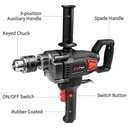 JLD Mesin Bor Multifungsi 16mm Electric Drill 800W Electric Drill Variable Speed 1030 Rpm.Dapat Digunakan Pada Beton/Logam/ Kayu