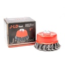 JLD Sikat Mangkok Kepang 3inch Baja Hitam Wire Cup Brush Kawat Pelintir 3" Wire Brush Sikat Mangkok Bulu Ulir 3inch Sikat Baja Bundel Bulat Menghilangkan Karat Besi