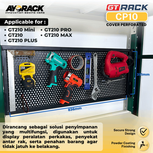 CP10 COVER PERFORATED GT RACK 100CM - DISPLAY PERALATAN SERBAGUNA PEMBATAS ANTAR RAK GUDANG - PAPAN GANTUNGAN PERKAKAS MEJA KERJA