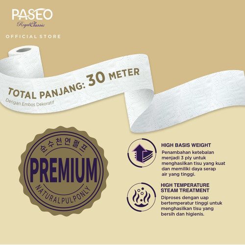 Tissue Paseo Bathroom Royal Classic (3Ply - 275 Sheets) - 20 Rolls