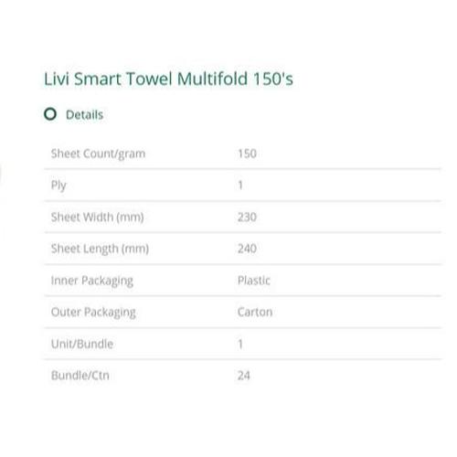 [TC] Tissue LIVI SMART TOWEL Multifold 150's