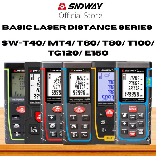 SNDWAY Meteran Digital Laser Distance Meter 40/60/80/100/120/150 Meter SW-T40/T60/T80/T100/TG120 - 60 m SW-T60