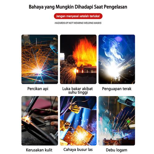 Helm Las Auto Darkening 107 - Topeng Las Cerdas, Perlindungan Sinar UV & Percikan Api, View Besar untuk Pengelasan & Pemotongan - Standar 107