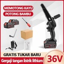 Gergaji Listrik Rantai Elektrik Mini Portable 36 volt Gergaji Baterai Genggam Lithium Charger - 68VF dua baterai