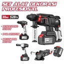 NANWEI Bor Bobok Baterai Cordless Rotary Hammer/Bor Beton Mpact Wrench/Mesin Gerinda Tangan 4 dalam 1 set alat - hitam