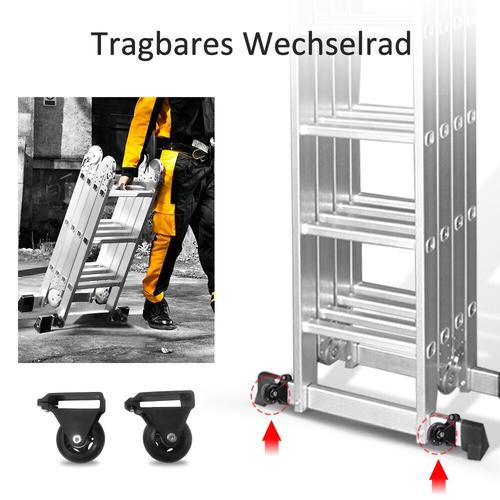 Tangga Lipat 5.8 Meter Paduan Aluminium Teleskopik Tangga Teleskopik Multifungsi - 3.7M+wheel