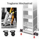 Tangga Lipat 5.8 Meter Paduan Aluminium Teleskopik Tangga Teleskopik Multifungsi - 3.7M+wheel