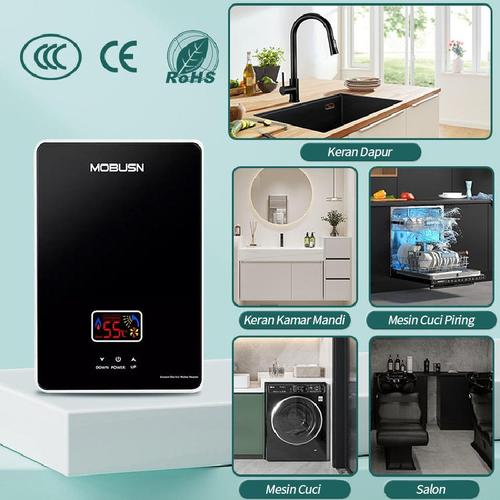 Pemanas air listrik instan yang dipasang di dinding/Water heater Suhu Konstan/pemanas air listrik Kamar Mandi / Instan water heater - B - PutihTipe