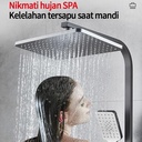 Shower Kamar Mandi 4 Dalam 1 tampilan digital suhu konstan Set Shower Dengan Faucet Sprayer Faucet Panas Dan Dingin Set Kamar Mandi Besi Tahan Karat Hitam - hitam+suhu konstan