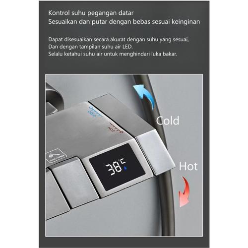 set mandi tampilan digital 4-in-1 baru/set mandi dengan keran air panas dingin - hitam+LED