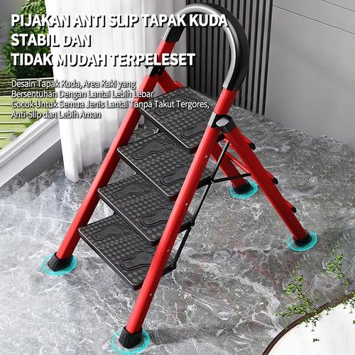 Tangga rumah 2 step kuat dan kokoh /Baja Karbon Tebal Anti Licin Pegangan Tangan Tangga Bisa Dilepas / 3 Step Tangga Lipat Multifungsi - Tangga baja karbon 2