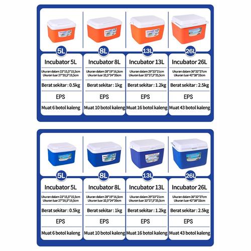5L , 8L , 13L , 26L , 28L , Plastik Pendingin Tahan Dingin Simpan Kotak Beku Tetap Segar Wadah Serba Guna Cooler Box Outdoor - 5 Ltr