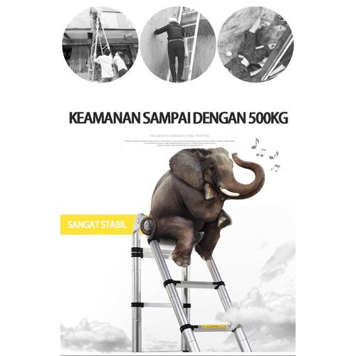 Tangga 4.4 M Lipat Alumunium/Tangga Lipat Aluminium 4.4M/Teleskopik Single Telescopic Ladder4.4M /Double Telescopic Ladder4.4M - Gaya A - 3.2M