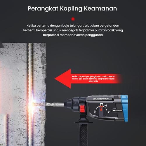 Mesin Bor 2280W Motor tembaga murni 【3IN1】 Bobok Bor Tembok Beton Hammer Drill Bor Rotary Impact Bor Palu Impact Bor Impact Drill