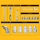 【KEELAT】 24Pcs Kunci Sok Set Socket Full Lengkap Socket Tool Kit Pas Ring Motor Kunci Socket Wrench Pas Sok Shock Logam - 24pcs—PresisiTinggi