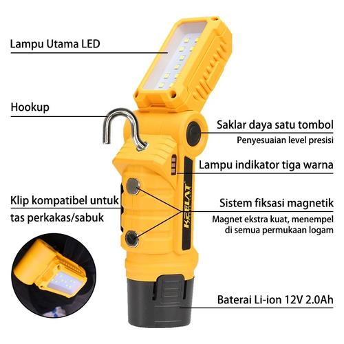 KEELAT KCWL02  Lampu luar ruangan portabel mini  12v lampu led tahan jatuh lampu berkemah tahan air Camping Portable Pria - KCWL02 12V*2baterai