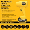 【KEELAT KEAB007S】TURBO JET BLOWER JET FAN 20V Penyesuaian 6-kecepatan Daya Besar Pengering Angin Mesin Pengering Mobil Pembersih Debu Penghembus Daun Untuk Outdoor - 2*6.0ah Set