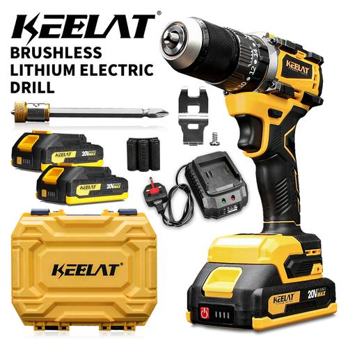 【KEELAT KCD0012】13mm Mesin Bor Heavy -Duty  Drill 20V BOR LISTRIK Cordless Electric Drill 1/2  Rotary Hammer Drill Use for Concrete Wood Tool Impact With MT  Baterai  Dengan fungsi anti keseleo - Heavy Drill+1*