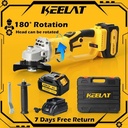 【KEELAT-KAG006】180 Rotatable Brushless Mesin Gerinda Angle Grinders  Cordless 3 Gears Variable Cutting Grinding Polishing Cordless Grinder Battery Cutter Cordless DIY Woodworking （BISA COD）Cocok untuk baterai MT - 1*Battery Set