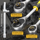 KEELAT 12PCS 1/2Kunci Sok Set Socket Full Lengkap Socket Tool Kit Pas Ring Motor Kunci Socket Wrench Pas Sok Shock 20PCS - 12pcs—1/2Torsi Besar