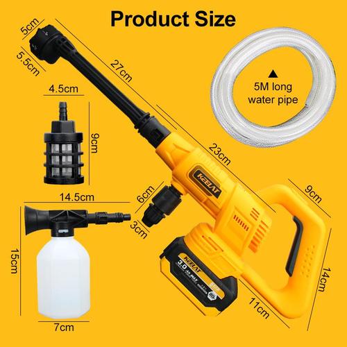 KEELAT KPW009 Alat Cuci Mobil Tekanan Tinggi Portabel Listrik tanpa kabel Jet Cleaner Pembersihan lantai mobil dan sepeda motor - 2*3.0ah SET