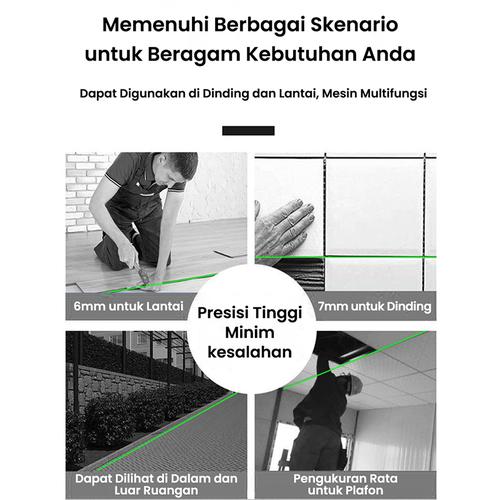 Hijau Laser Level 16 Lines Mesin Self Leveling 8/12/16  4d digital meteranLaser level leveling laser  4 in 1 Alat laser Tukang laser Bangunan canggih - 8 lines 2bat+10pc