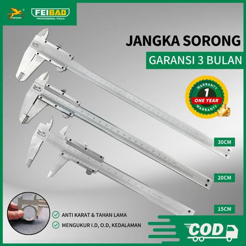 Feibao Jangka Sorong 15-30cm Vernier Caliper 150-300mm Stainless Steel F43-2928A/B/C - 15 CM / 150MM