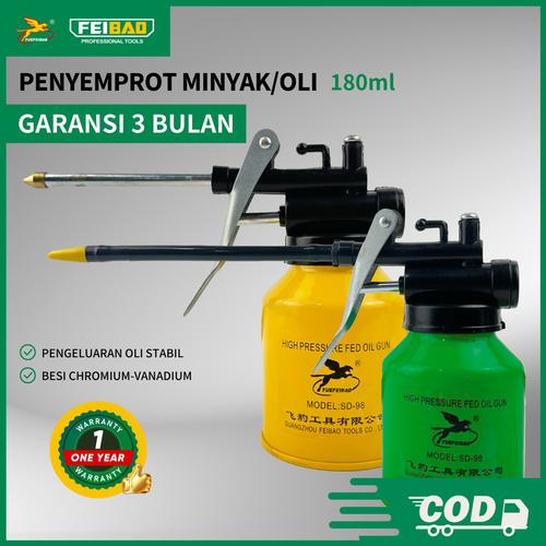Feibao Penyemprot Minyak Oli Nozzle Besi & Elastis 180ml  / Oil Gun Hard/Soft Nozzle / F56-96/8 - Besi Keras, Hijau
