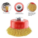 JLD Sikat Mangkok 3inch Kuning Wire Cup Brush Kawat Kuningan 3" wire Brush Sikat Mangkok Bulu Kuningan 3 inch Sikat Baja Polishing Menghilangkan Karat Besi