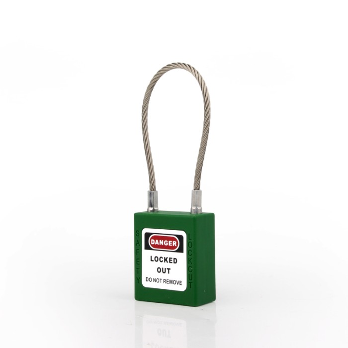 Steel Cable Padlock Safety Lock out Tag out, Gembok LOTOTO Gembok Mekanik LOTO - Hijau