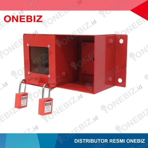Loto Box horizontal 2 gembok/Safety Heavy Duty Horizontal with Padlock - Merah
