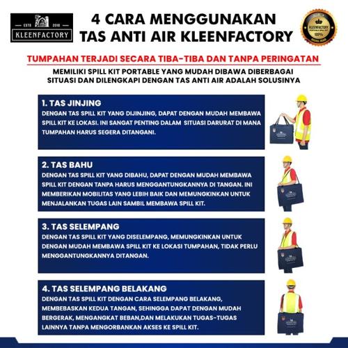 KLEENFACTORY Oil Spill Kit 30 Liter With Bag Oil Spill Kit Tas 30 Liter