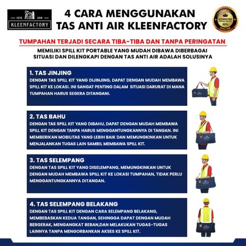 KLEENFACTORY Oil Spill Kit 20 Liter With Bag Oil Spill Kit Tas 20 Liter