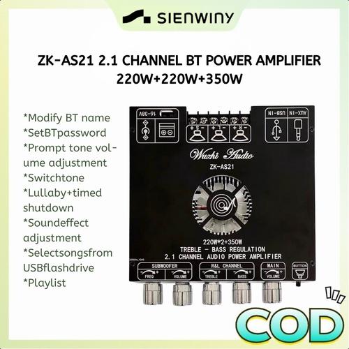 【produk promosi】ZK-AS21 2.1 Channel TPA3255 Bluetooth Digital Power Amplifier Module Board High and Low Tone Subwoofer 220WX2+350W - ZK-AS21