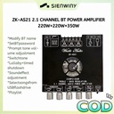 【produk promosi】ZK-AS21 2.1 Channel TPA3255 Bluetooth Digital Power Amplifier Module Board High and Low Tone Subwoofer 220WX2+350W - ZK-AS21