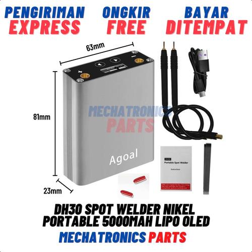 【Indonesia】DH30 Spot Welder Nikel Portable 5000mAH Lipo OLED Weld Las Titik 0.15mm Nickel Baterai Battery 18650 Logam - DH30