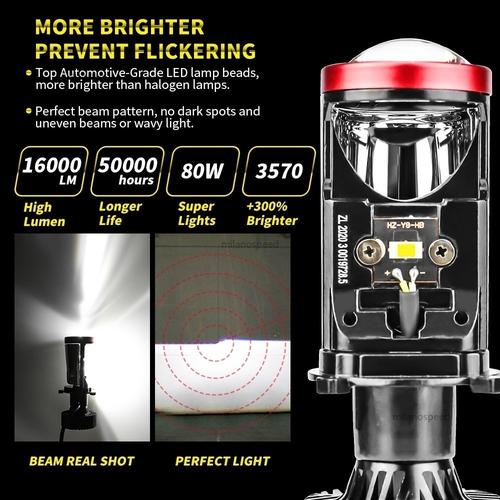 【Penawaran khusus】Monqiqi 2Pcs Lampu Led Mini Projie Y8D/Y7D H4 120W/100W - Y8