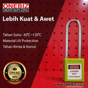 ONEBIZ Long Steel Shackle Safety Padlock Green OB 14-BDG24 Thermoplastic Safety Padlock