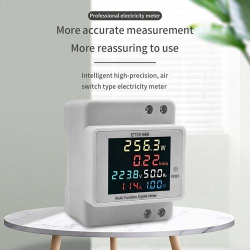 【Penawaran khusus】Meteran Listrik Digital Display Din Rail Single Phase 300V - ET32-669 - White - Meteran listrik pintar